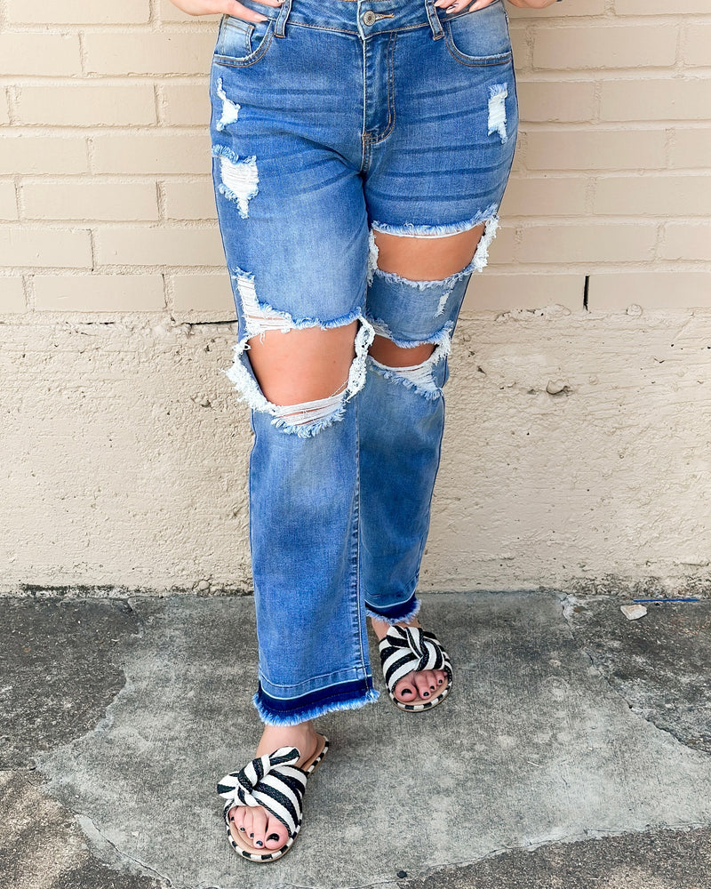 Bronte Hollow-Out Straight Jeans