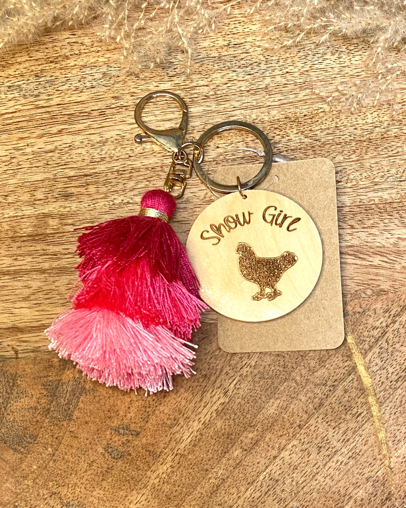 Chicken Show Girl Keychain In Pink