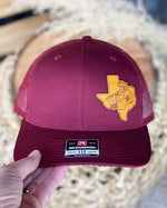 Roughnecks Leather Patch Cap In Burgundy