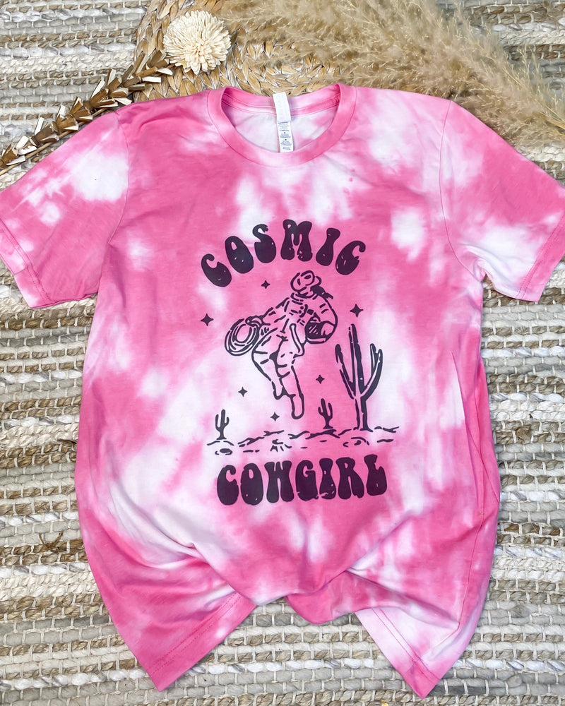 Cosmic Cowgirl Bleached Pink Tee