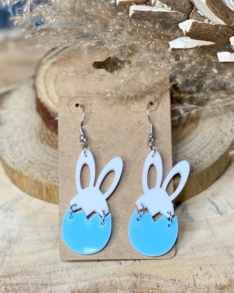 Blue Bunny Egg Earrings