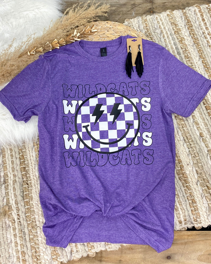 Wildcats Checkered Smiley Tee