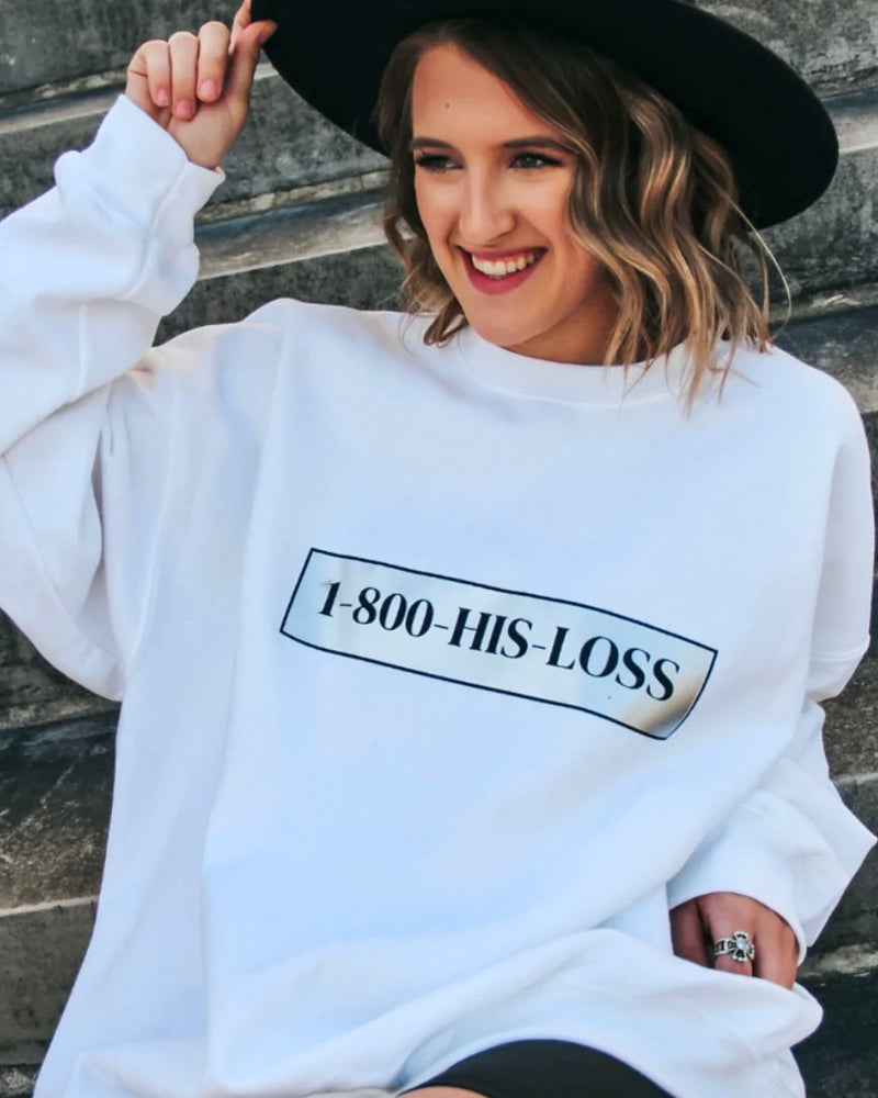 1-800-HIS-LOSS PULLOVER White