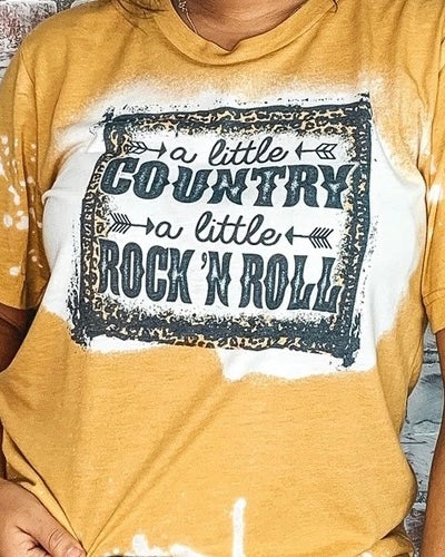 Country & Rock N Roll Bleached Tee